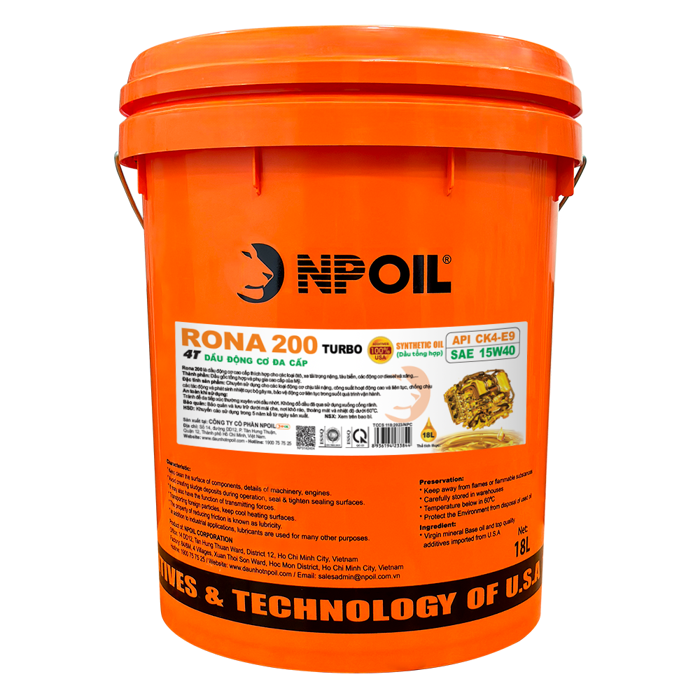 Dầu Động Cơ Tải Tàu RONA 200 TURBO Synthetic Oil 15W40